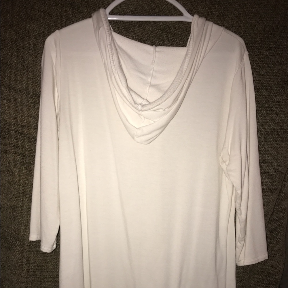 Belldini White Lace Up V Neck & hood Sweater Large - Picture 5 of 5